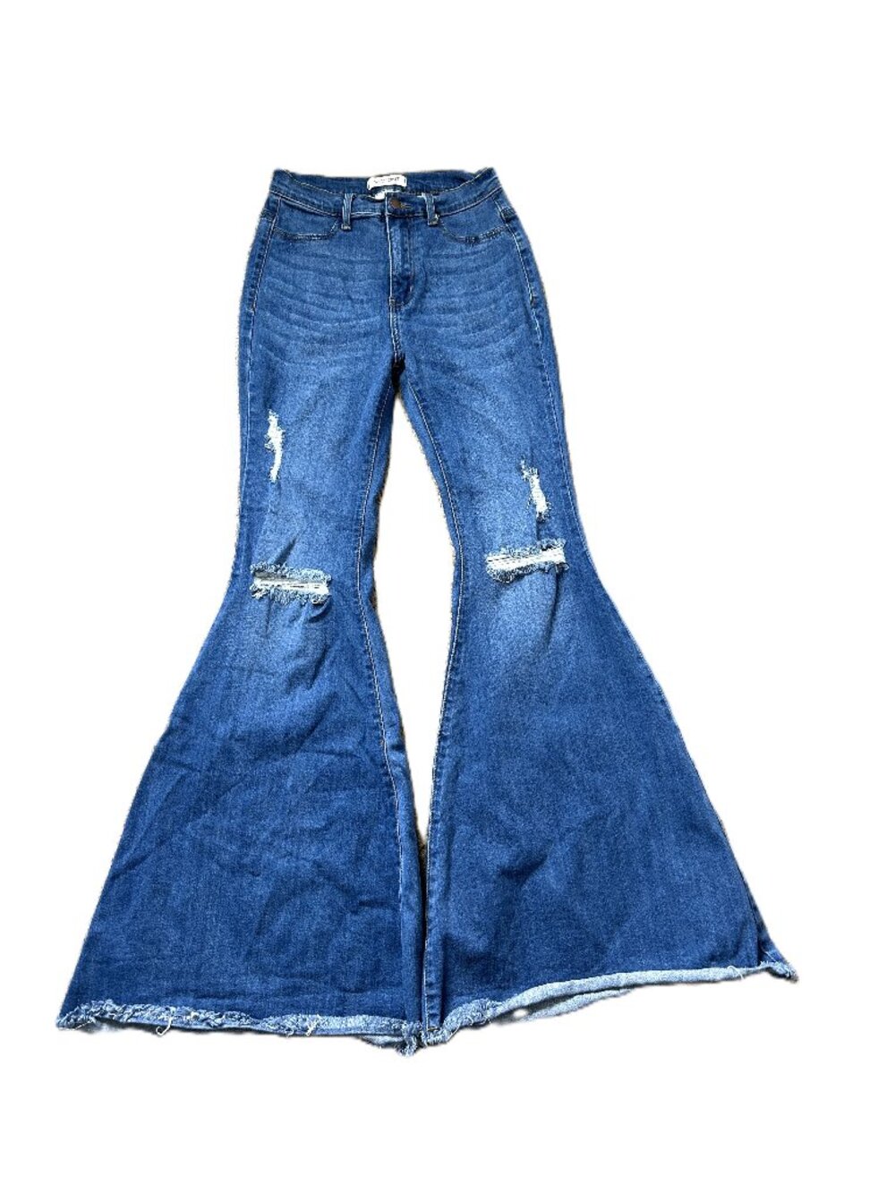 Vibrant MIU Distressed High Rise Flare Jeans Blue Bell Bottom 7